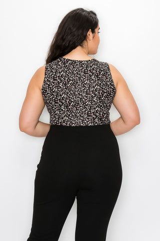Curvy Fit Black Floral Bodysuit