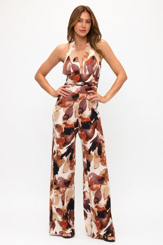 Watercolor Halter Jumpsuit